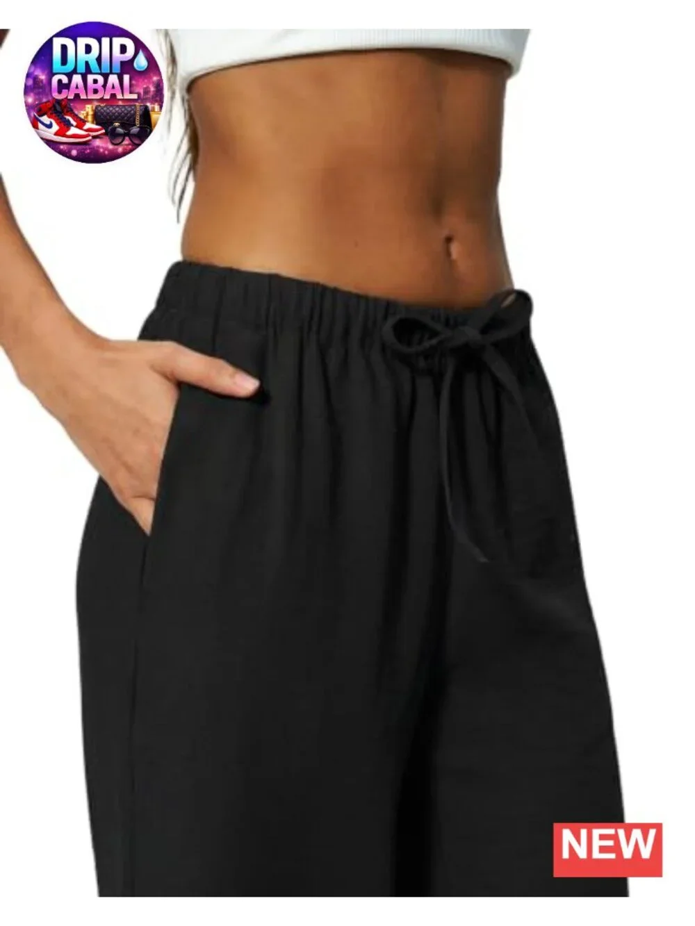 Wrinkle-Free Wide Leg Palazzo Pants High Rise Drawstring Elastic Waist Pockets